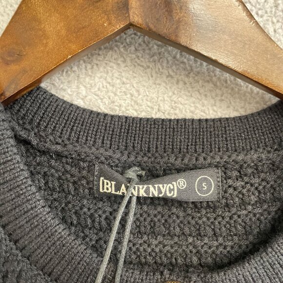 NEW [BLANKNYC] Women's Size S Black Sleeveless Knit Vest Cardigan Gold Buttons - Picture 4 of 10